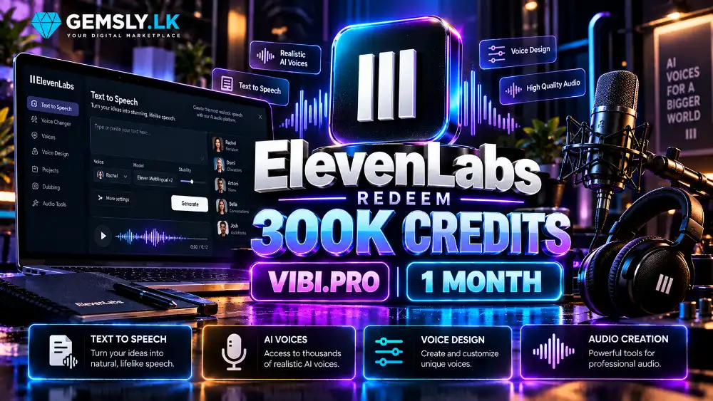 ElevenLabs Redeem 300K Credit VIBI.PRO 1 Month
