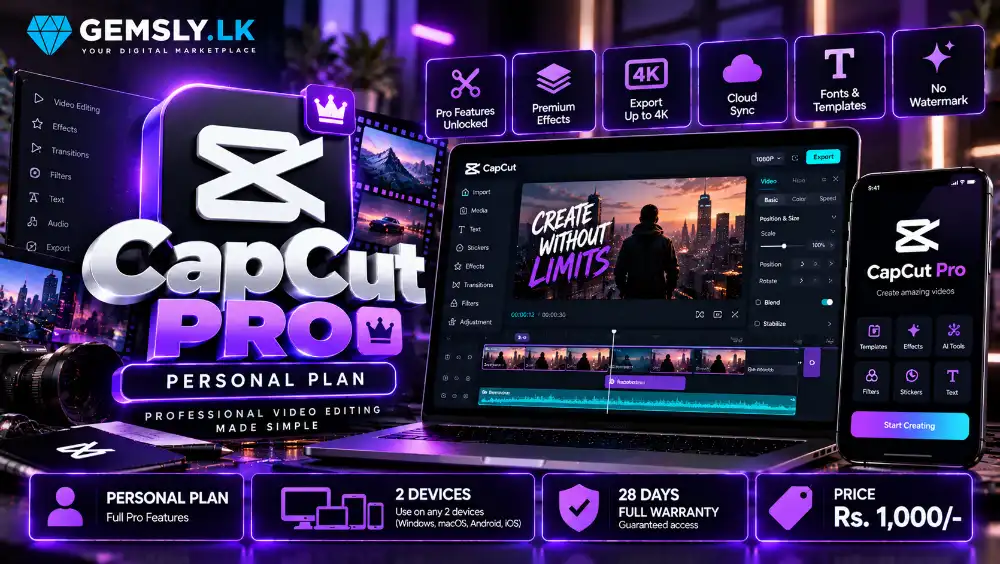 Capcut Pro Personal 2 Devices -(28-day warranty)